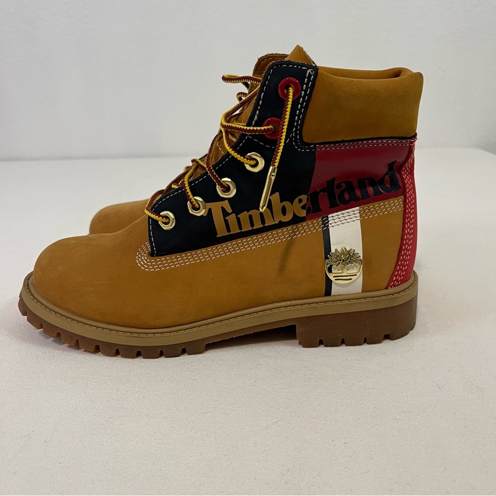 TIMBERLAND 6 INCH PREMIUM BOOTS WHEAT PRINT LOGO YOUTH 5=6.5 WOMEN